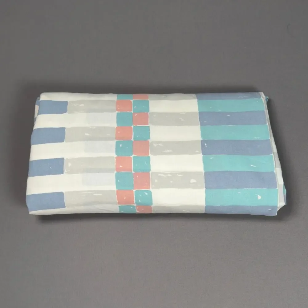 FINLA DAN RIVERS Vintage 70s 80s Geometric Queen Fitted Sheet & Pillowcase